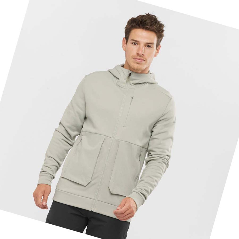 Beige Salomon ESSENTIAL WARM FLEECE Men's Hoodie | TGQKBEL-40