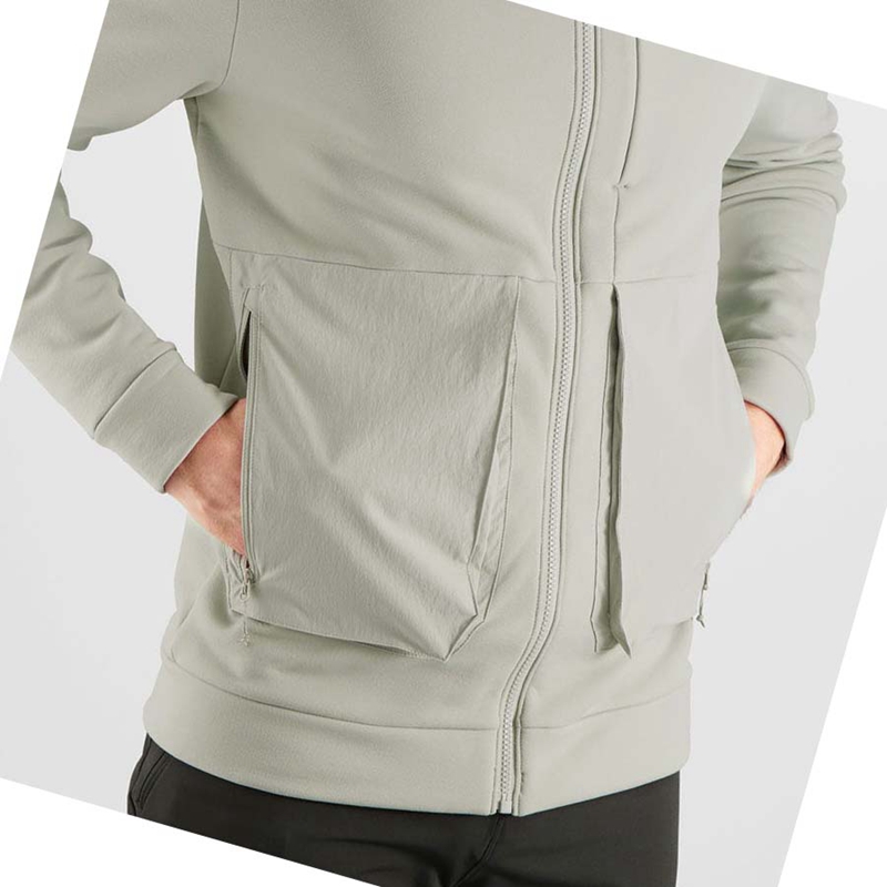 Beige Salomon ESSENTIAL WARM FLEECE Men's Hoodie | TGQKBEL-40