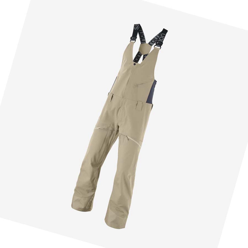 Beige Salomon STANCE 3L BIB Men\'s Ski Pants | BZSFNQW-13