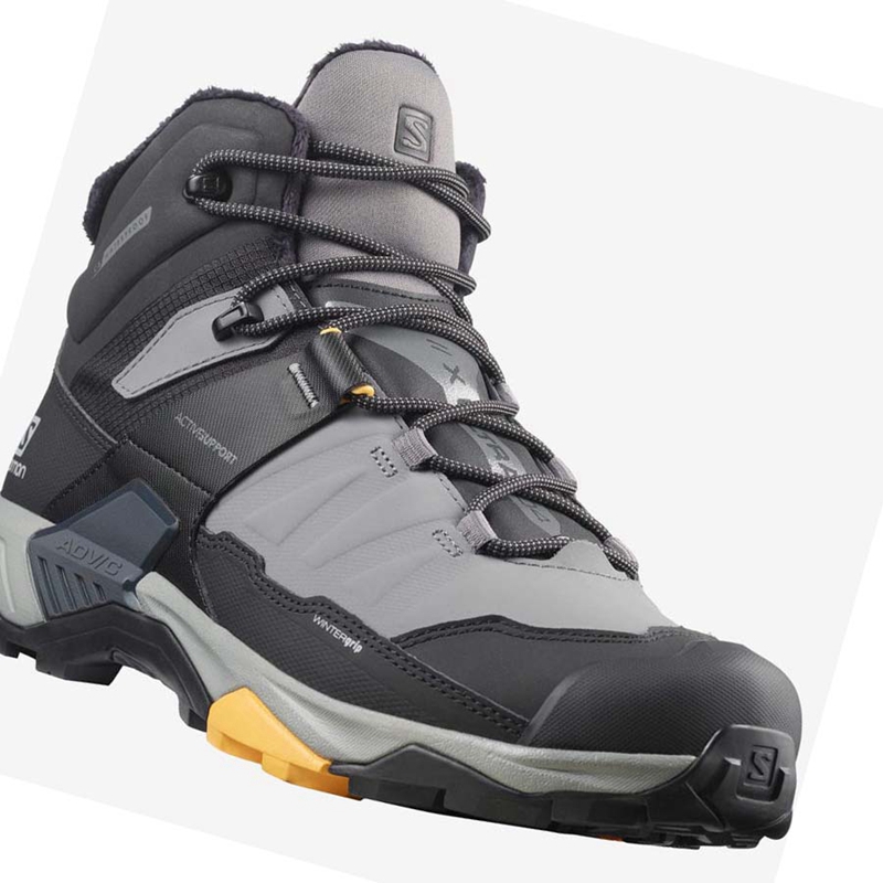 Black / Grey Salomon X ULTRA 4 MID WINTER THINSULATE™ CLIMASALOMON™ Men's Winter Boots | AGKUFLV-21