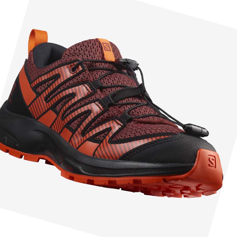 Black / Red  Salomon XA PRO V8 Kids' Hiking Shoes | EQYVSWD-04