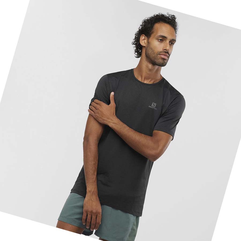 Black Salomon AGILE TRAINING Men's T Shirts | WUTBFRQ-20