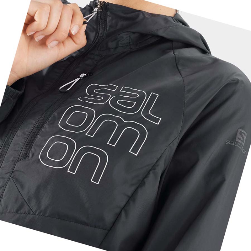 Black Salomon BONATTI CROSS WIND WINDBREAKERS Women's Jackets | CBSDNJA-72