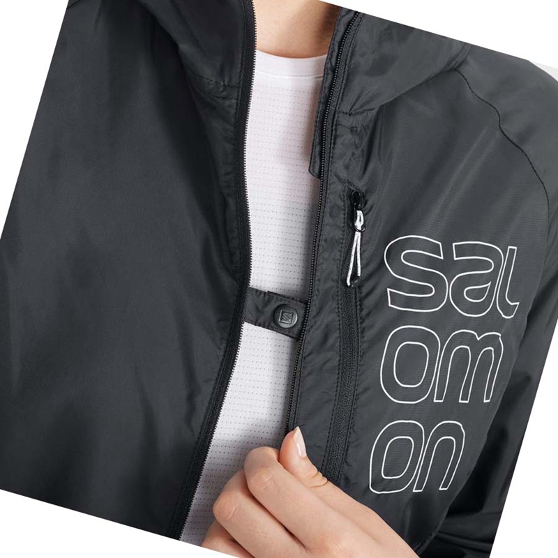 Black Salomon BONATTI CROSS WIND WINDBREAKERS Women's Jackets | CBSDNJA-72