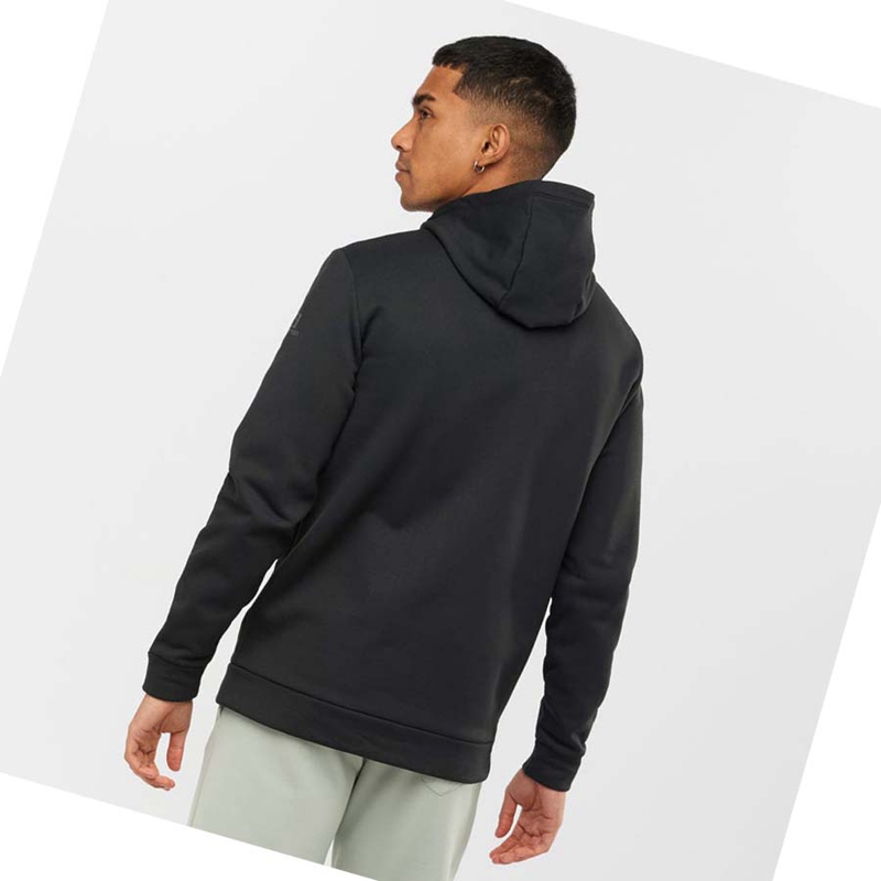 Black Salomon ESSENTIAL WARM FLEECE Men's Hoodie | SDVWPTG-25