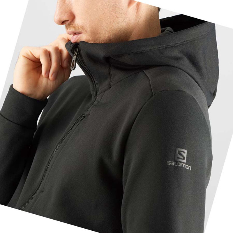 Black Salomon ESSENTIAL WARM FLEECE Men's Hoodie | SDVWPTG-25