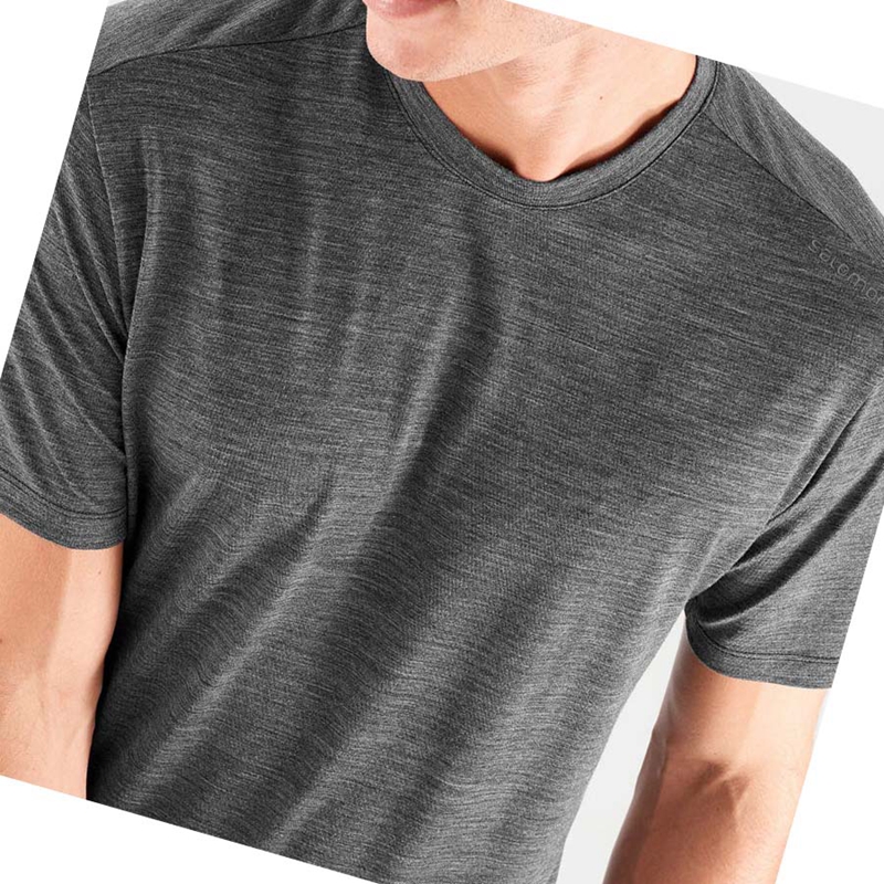 Black Salomon OUTLIFE MERINO BLEND Men's T Shirts | RLXESNJ-36