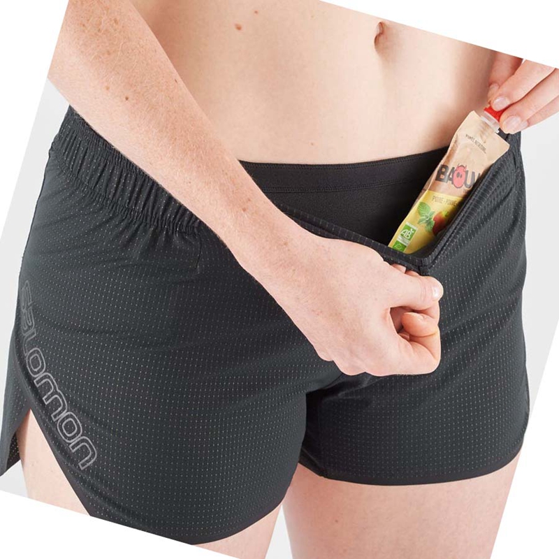 Black Salomon SENSE AERO 3'' Women's Shorts | UYISWKM-70