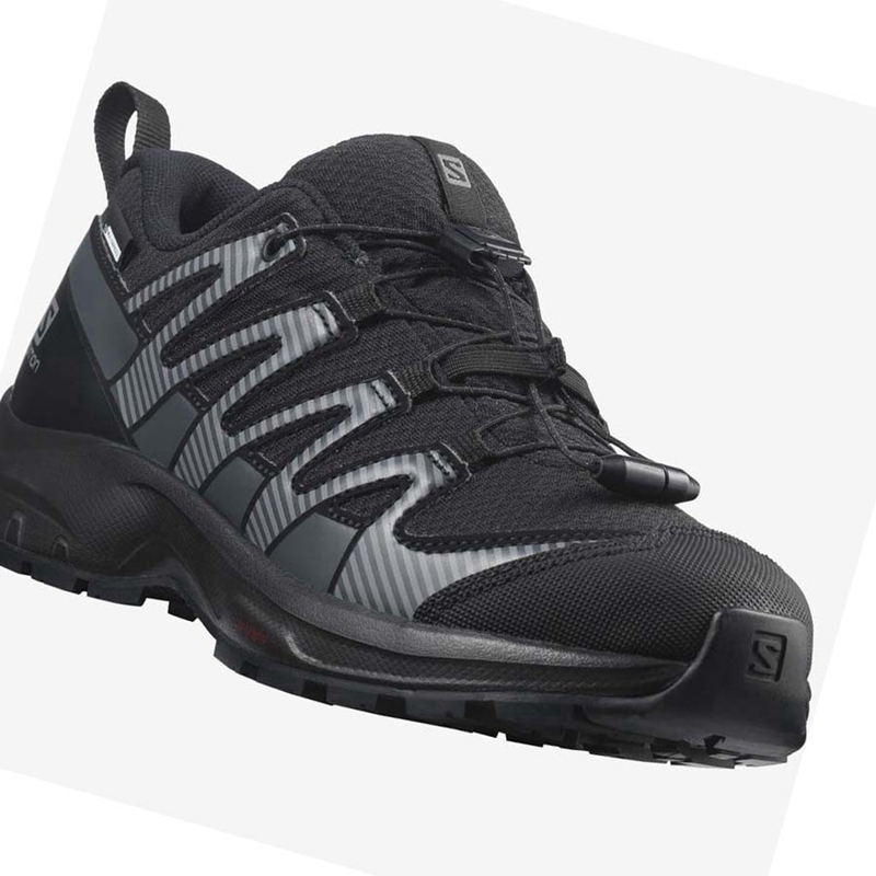 Black Salomon XA PRO V8 CLIMASALOMON™ WATERPROOF Kids' Hiking Shoes | FWAUTQR-48