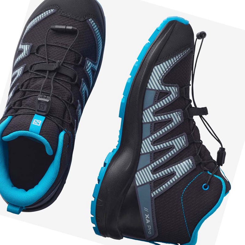 Black Salomon XA PRO V8 MID CLIMASALOMON™ WATERPROOF Kids' Hiking Shoes | YHMUERG-70