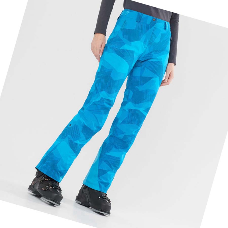 Blue / Black Salomon THE BRILLIANT Women's Ski Pants | FTWYRAG-70