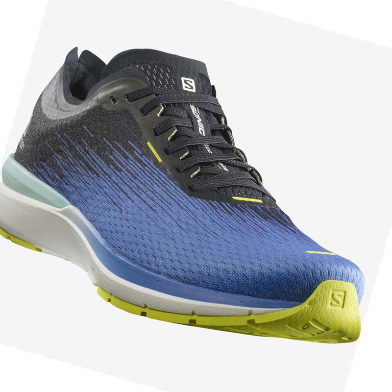 Blue / White Salomon SONIC 4 Accelerate Men's Running Shoes | BHDCKWS-67