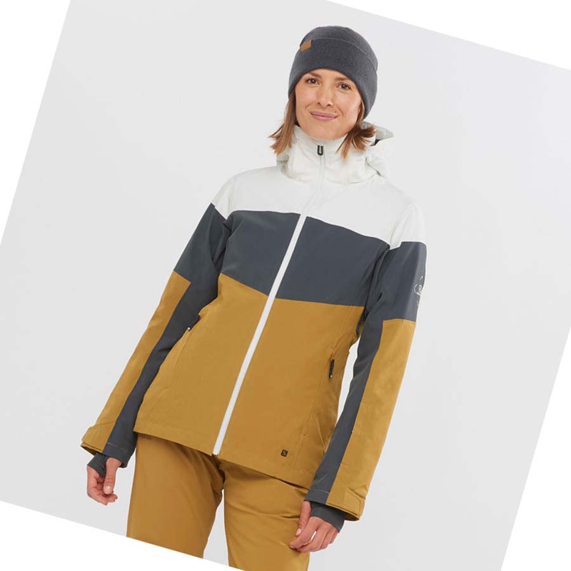 Brown Salomon SLALOM Women's Ski Jackets | FNZMEJY-97