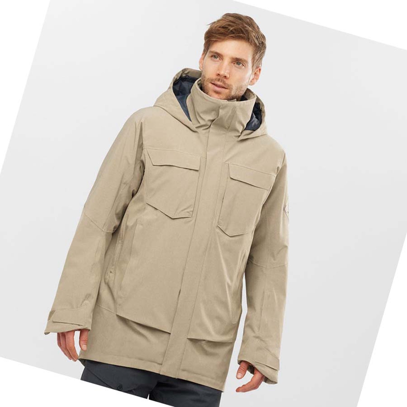 Brown Salomon STANCE CARGO Men's Ski Jackets | ORBTEQL-13