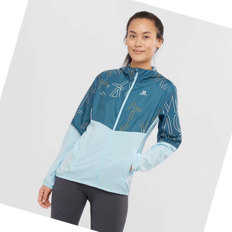 Green Salomon AGILE WIND WINDBREAKERS Women's Jackets | JLKTMYO-30