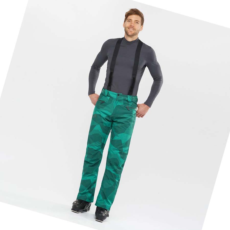 Green Salomon EDGE Men's Ski Pants | ZLYRHXT-60