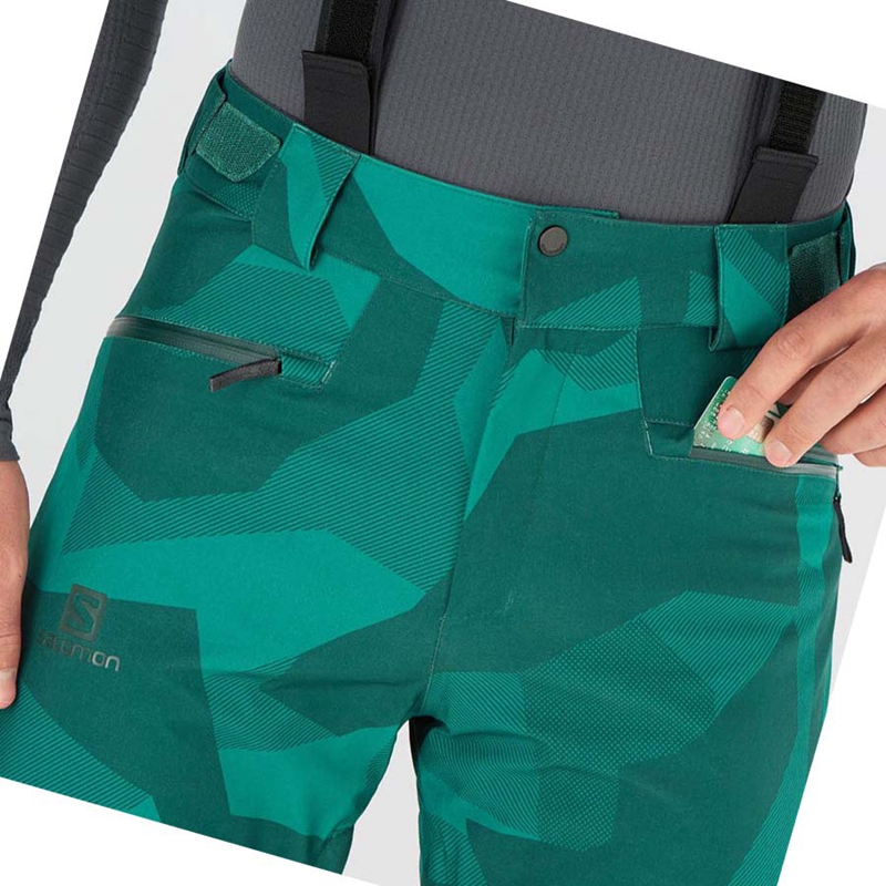 Green Salomon EDGE Men's Ski Pants | ZLYRHXT-60