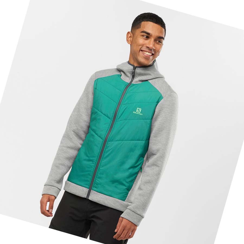 Green Salomon ESSENTIAL XWARM HYBRID Men's Hoodie | HJQGSLA-84