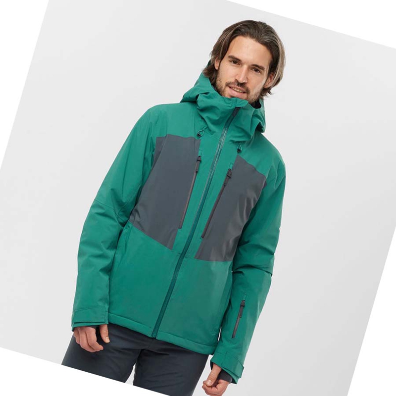 Green Salomon HIGHLAND Ski Men's Ski Jackets | RTMPIAY-08