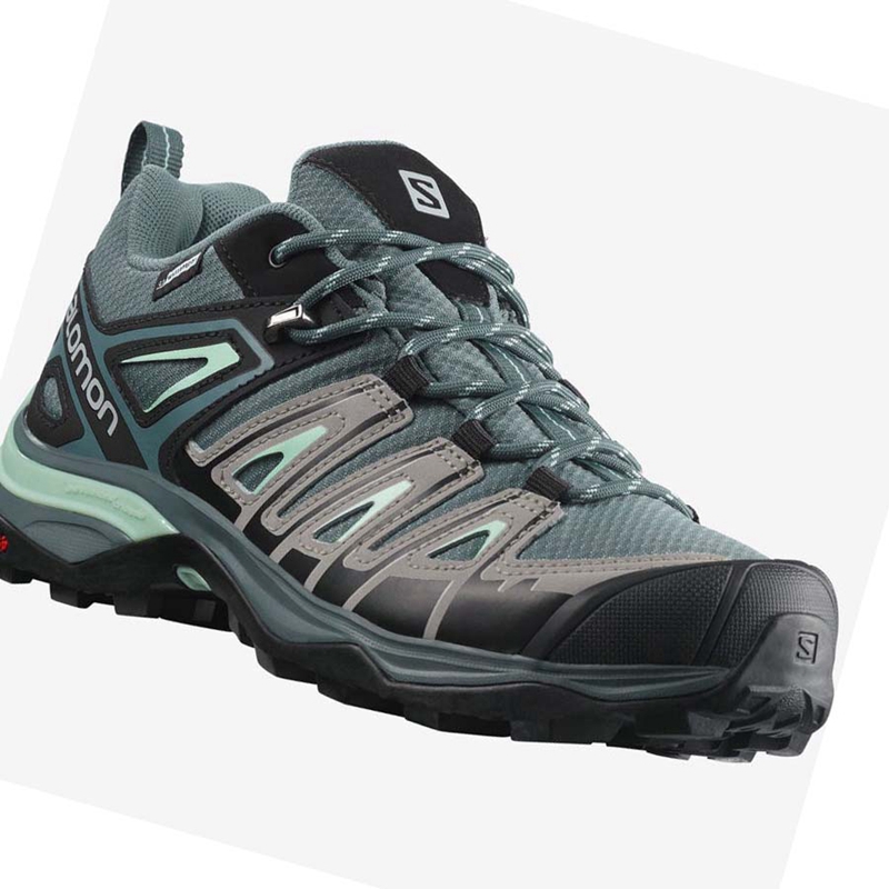 Green Salomon WoX ULTRA PIONEER CLIMASALOMON™ WATERPROOF Women's Hiking Shoes | BUIOVJM-60