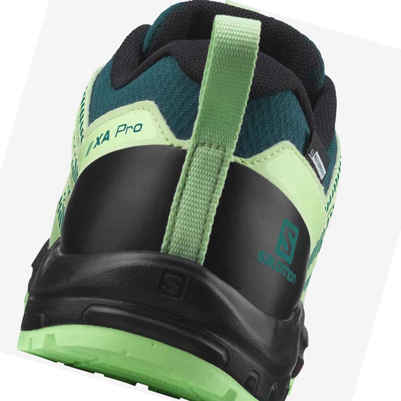 Green Salomon XA PRO V8 CLIMASALOMON™ WATERPROOF Kids' Trail Running Shoes | ILVZQUP-85