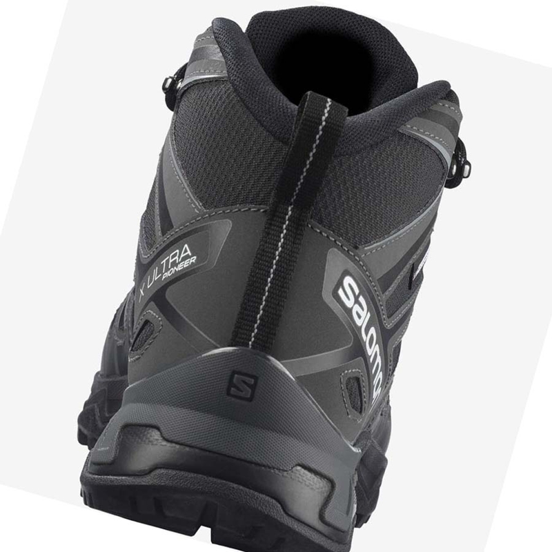 Grey / Black Salomon X ULTRA PIONEER MID CLIMASALOMON™ WATERPROOF Men's Hiking Shoes | HKPJFTO-02