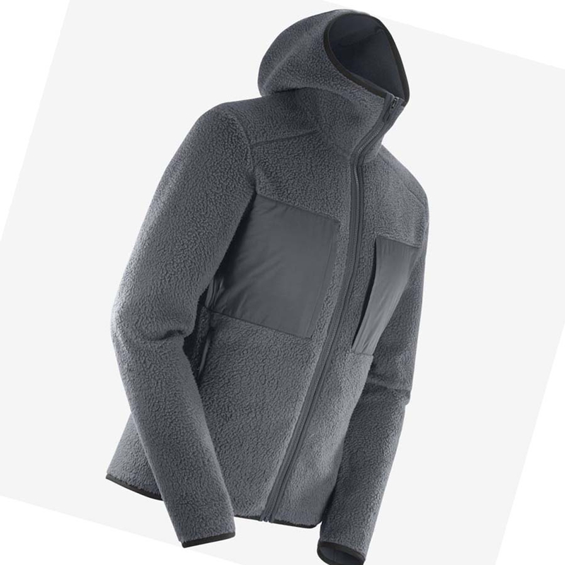 Grey  Salomon ESSENTIAL WARM TEDDY Men's Hoodie | ZVLDRGF-59