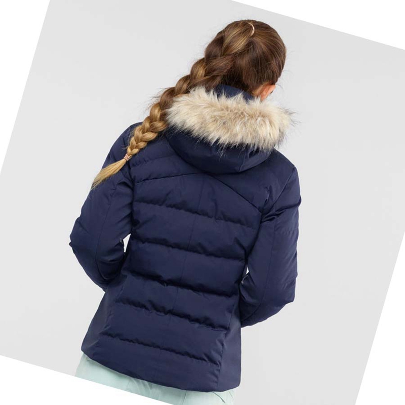 Navy Salomon STORMCOZY Women's Ski Jackets | ZIQLATS-36