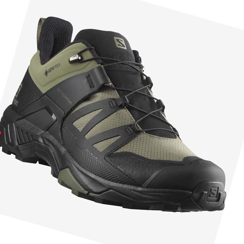 Olive / Black Salomon X ULTRA 4 WIDE GORE-TEX Men's Hiking Shoes | YKTHBDN-93