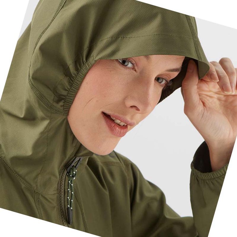 Olive Salomon OUTLIFE LONG PACKABLE WINDBREAKERS Women's Jackets | QPAWBRV-95