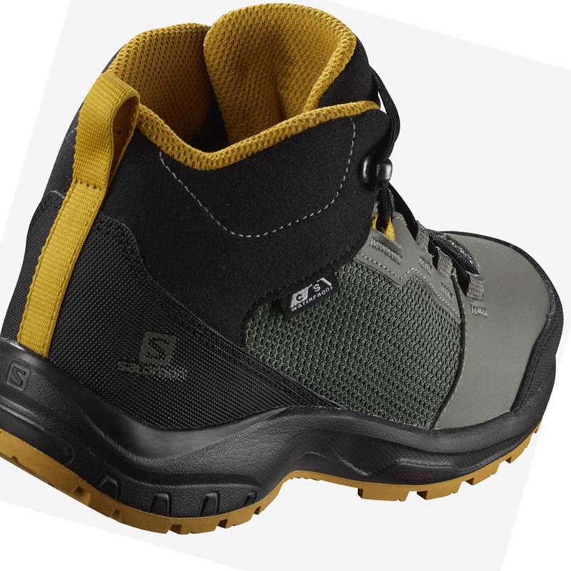 Olive Salomon OUTWARD CLIMASALOMON™ WATERPROOF Kids' Hiking Shoes | BPVWIFQ-42