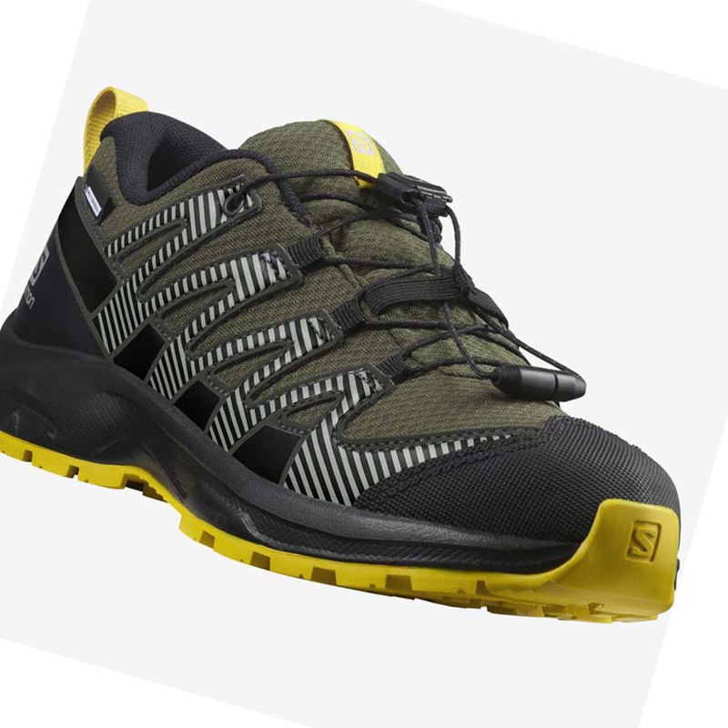 Olive Salomon XA PRO V8 CLIMASALOMON™ WATERPROOF Kids' Trail Running Shoes | PEXNWZY-62