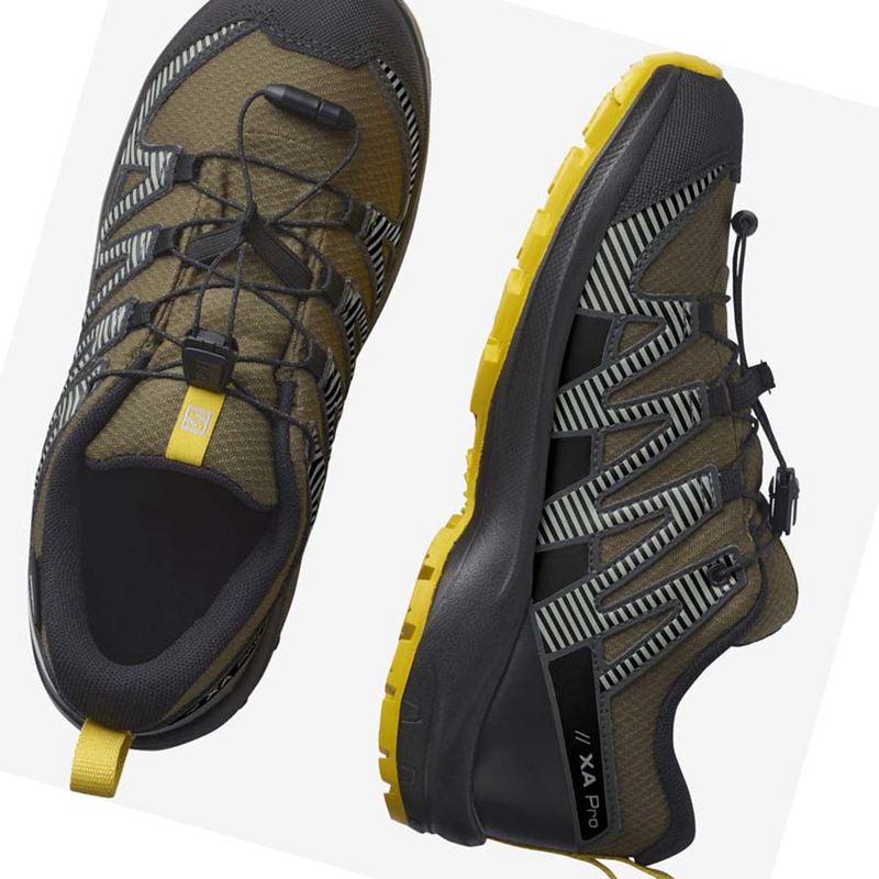 Olive Salomon XA PRO V8 CLIMASALOMON™ WATERPROOF Kids' Hiking Shoes | VRJZNLT-56