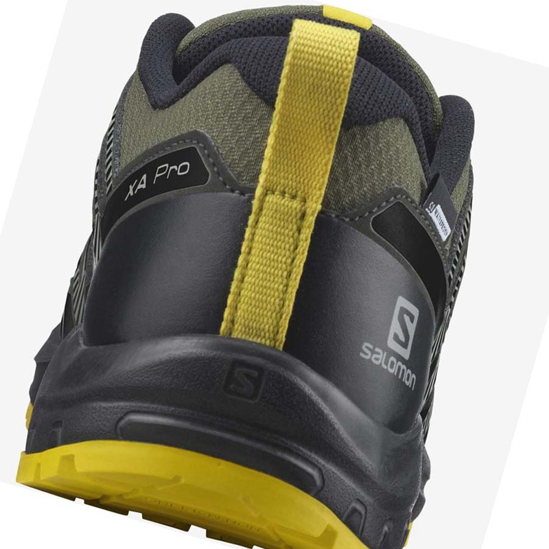 Olive Salomon XA PRO V8 CLIMASALOMON™ WATERPROOF Kids' Hiking Shoes | VRJZNLT-56