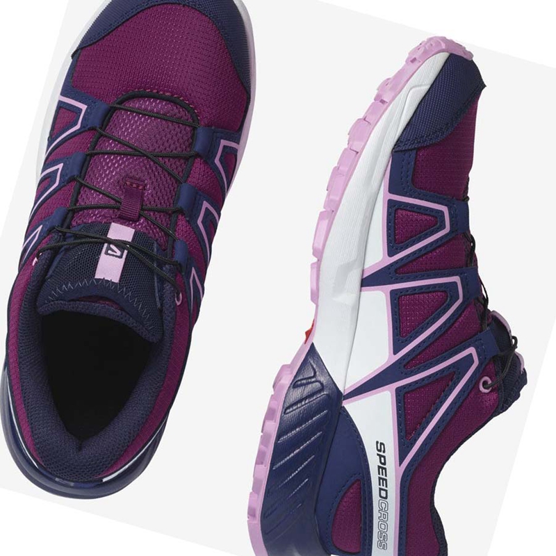 Purple / Blue Salomon SPEEDCROSS Kids' Trail Running Shoes | VSDAKZM-42