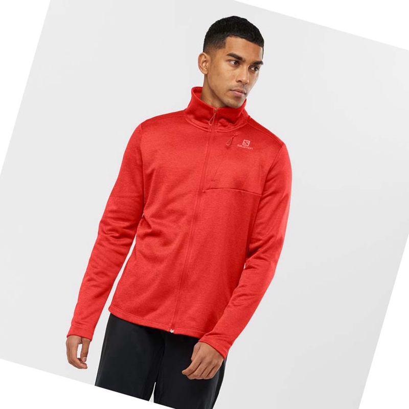 Red Salomon ESSENTIAL LIGHTWARM HEATHER Men's Hoodie | HGXVFNY-62