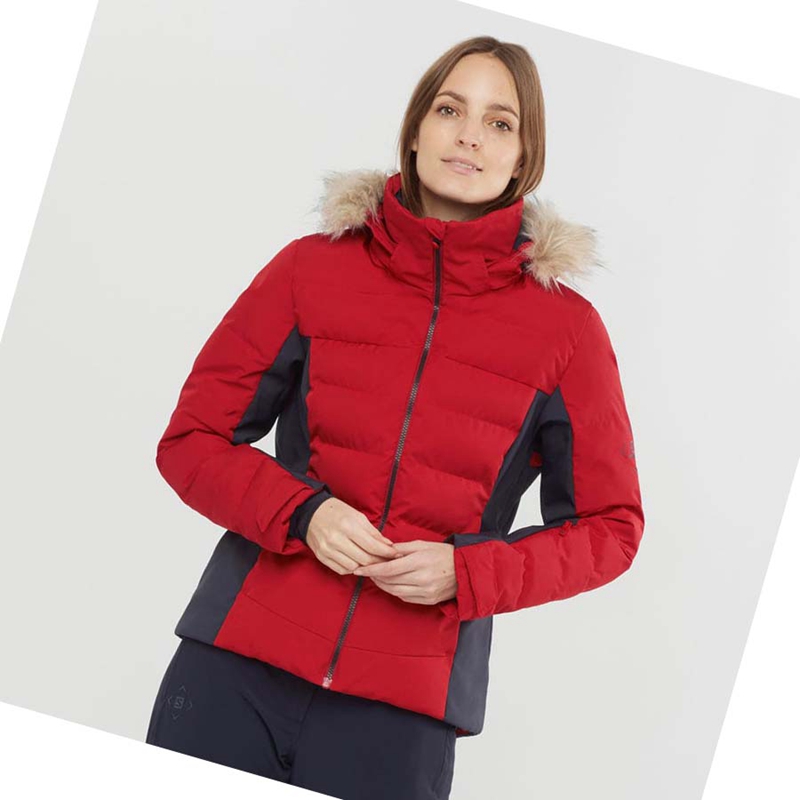 Red Salomon STORMCOZY Women's Ski Jackets | LQVAYIF-40