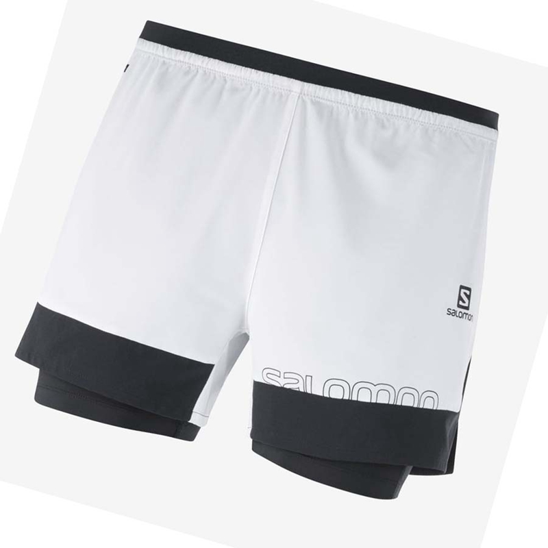 White Salomon CROSS 2IN1 Men\'s Shorts | OZVCHRS-19