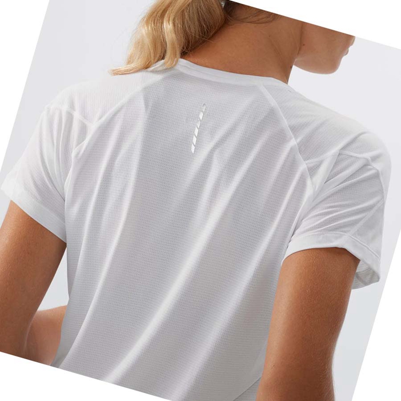 White Salomon CROSS RUN Women's T Shirts | IXBEZUL-73