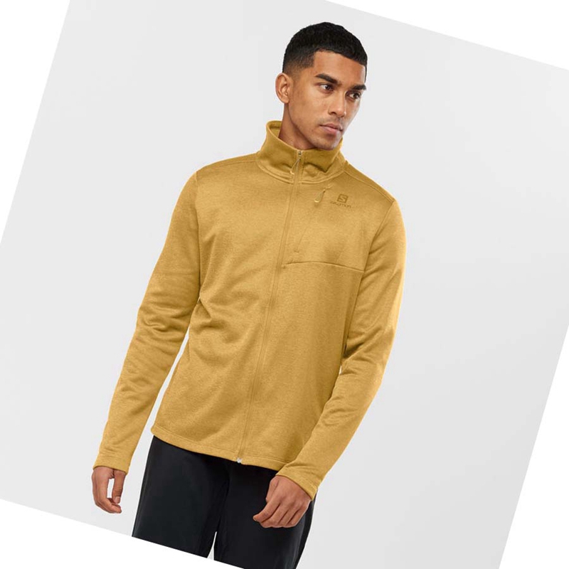 Yellow Salomon ESSENTIAL LIGHTWARM HEATHER Men's Hoodie | DGXKUZC-47