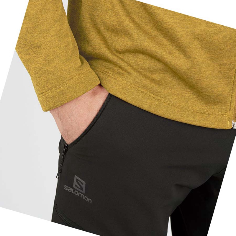 Yellow Salomon ESSENTIAL LIGHTWARM HEATHER Men's Hoodie | DGXKUZC-47