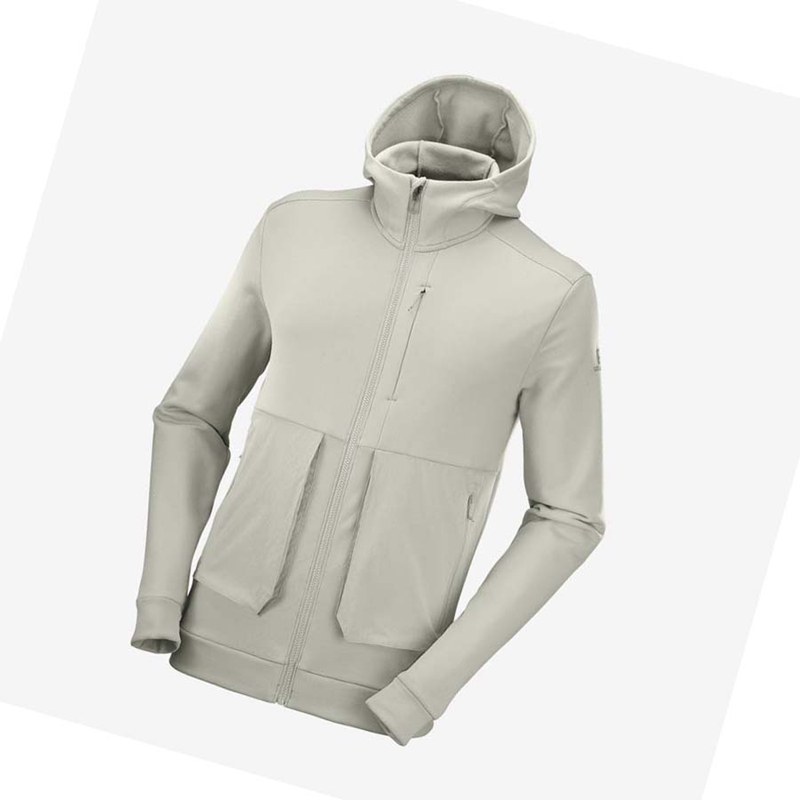 Beige Salomon ESSENTIAL WARM FLEECE Men's Hoodie | TGQKBEL-40