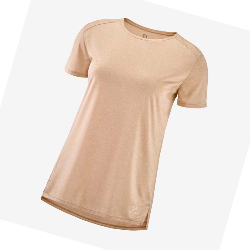 Beige Salomon OUTLINE SUMMER Women's T Shirts | JATMXRW-73