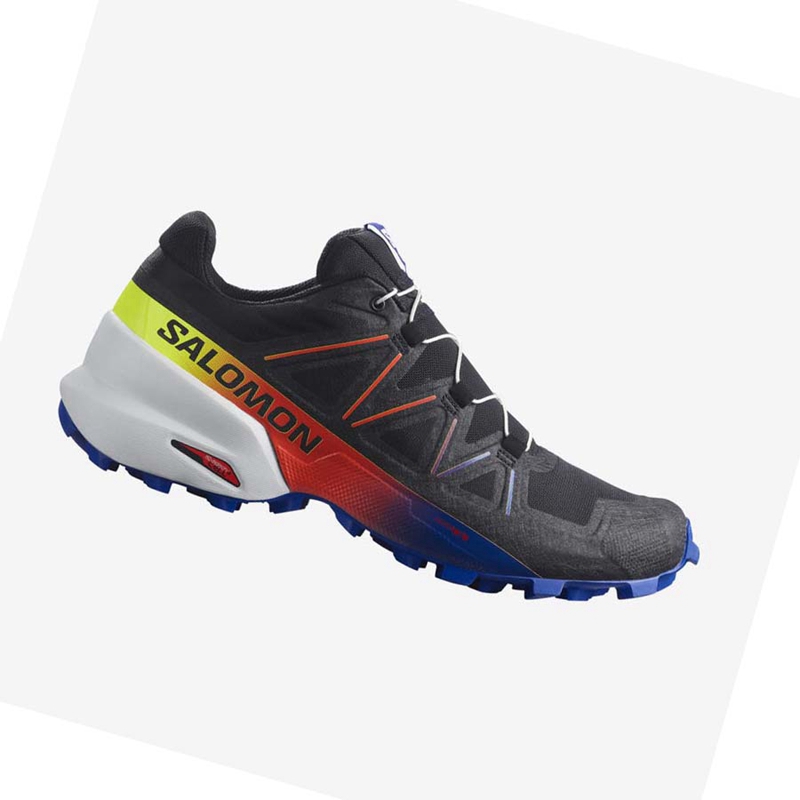 Black / Blue Salomon SPEEDCROSS 5 RACING PACK Men's Trail Running Shoes | EVNRZAU-52