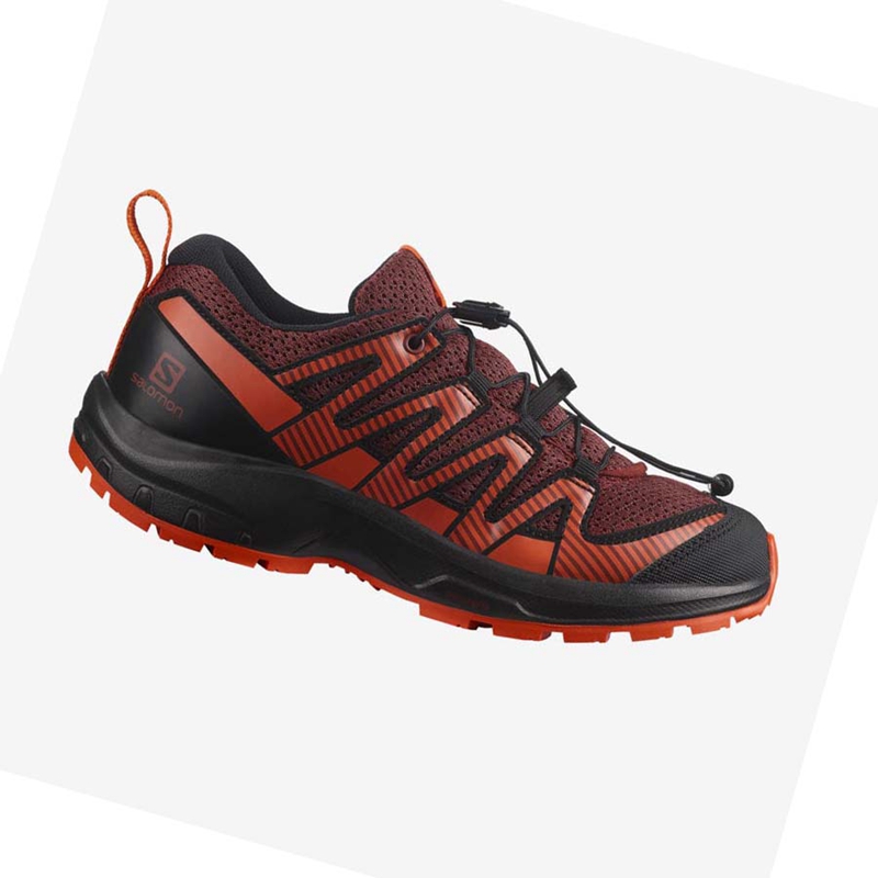 Black / Red Salomon XA PRO V8 Kids' Hiking Shoes | EQYVSWD-04