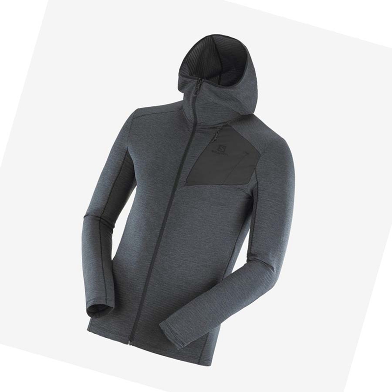 Black Salomon ESSENTIAL LIGHTWARM HOODED Men's Hoodie | XJEHNFC-03