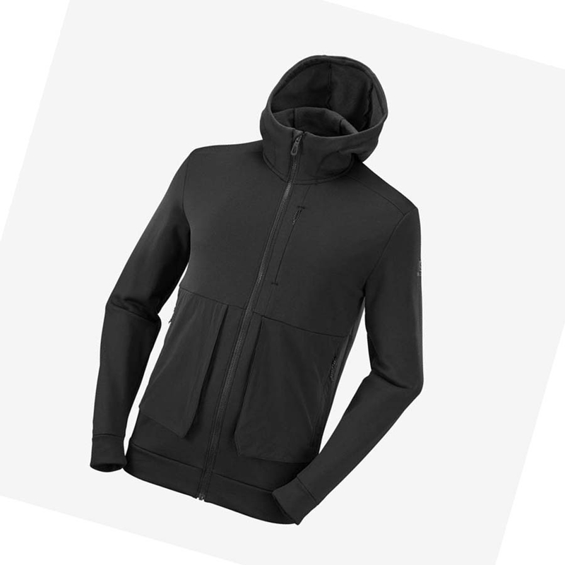 Black Salomon ESSENTIAL WARM FLEECE Men's Hoodie | SDVWPTG-25