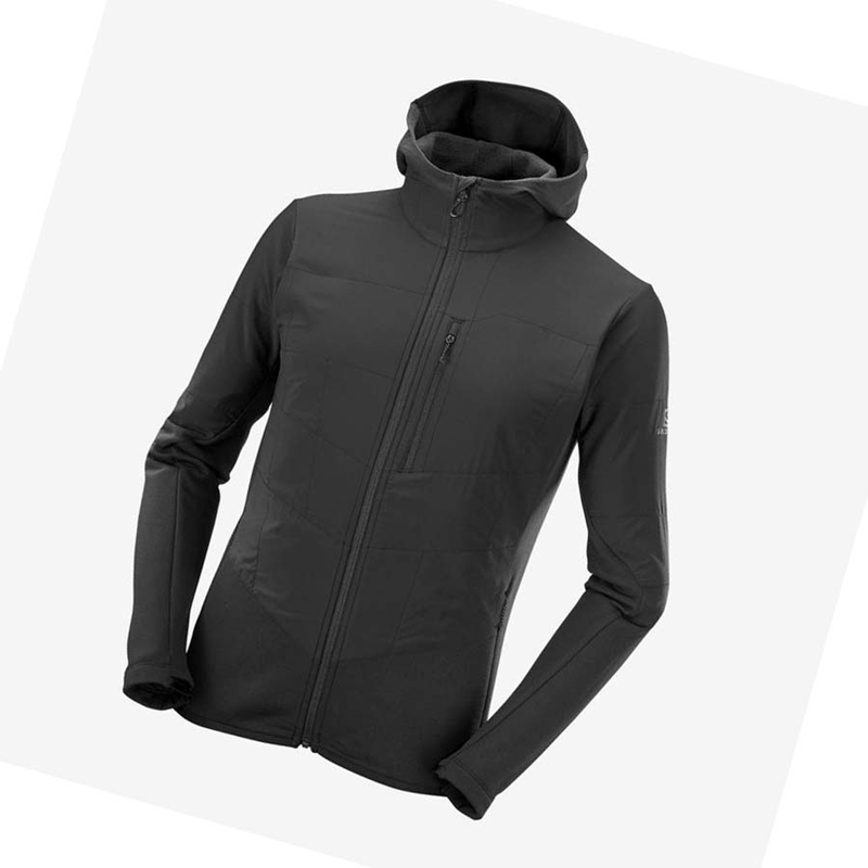 Black Salomon OUTLINE WARM HYBRID Men's Hoodie | PMRABJF-97