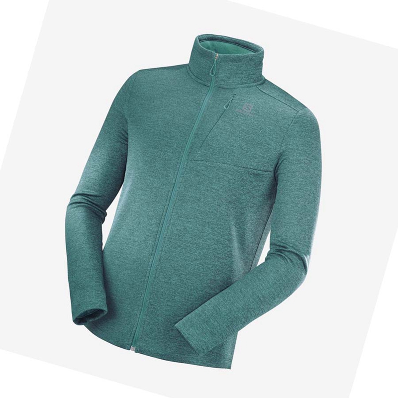 Green Salomon ESSENTIAL LIGHTWARM HEATHER Men's Hoodie | VUWMISN-31