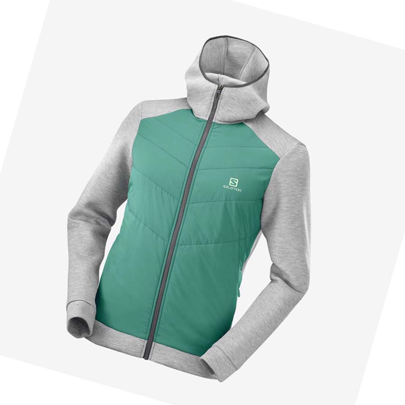 Green Salomon ESSENTIAL XWARM HYBRID Men's Hoodie | HJQGSLA-84